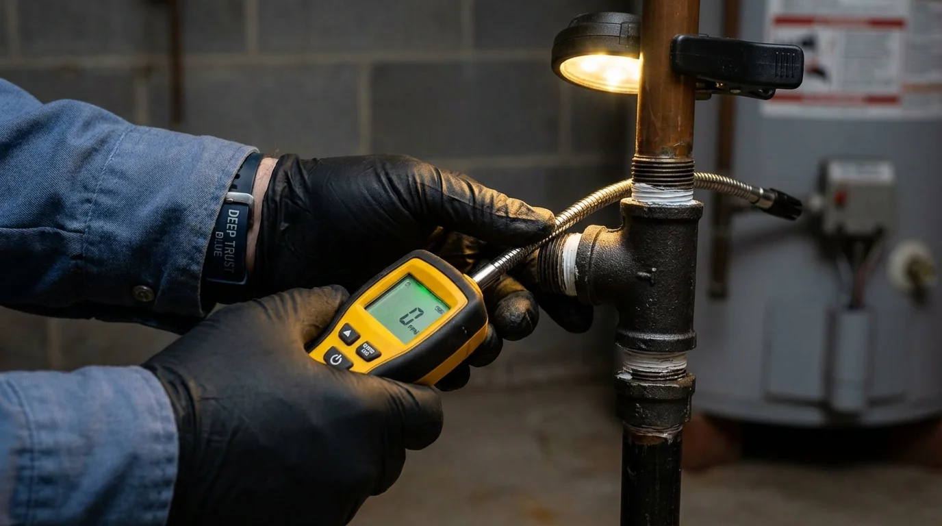 Gas leak detection with electronic sniffer by Johns Plumbing LLC in Bergenfield